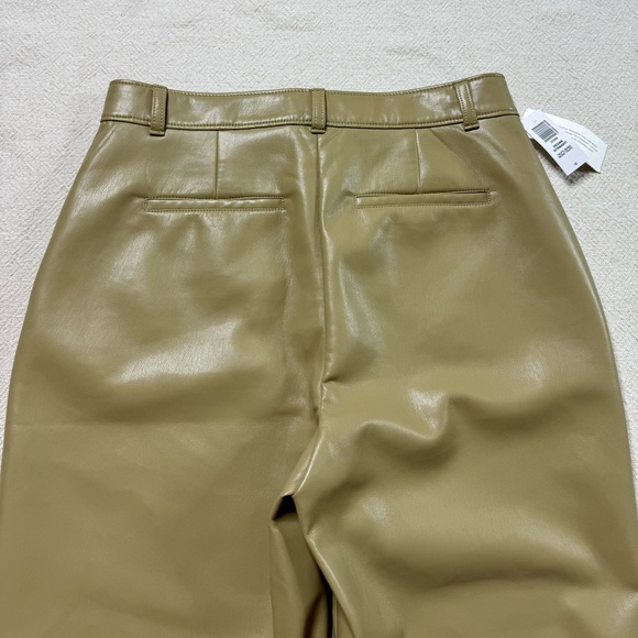 NEW Babaton Aritzia Vegan Leather Beige Taupe Straight Crop Pants 10 - Picture 9 of 9
